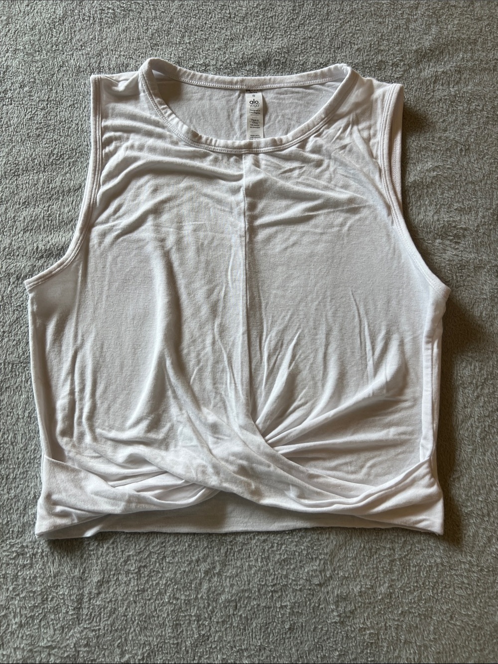 ALO Yoga White Twist-Front Muscle Tank